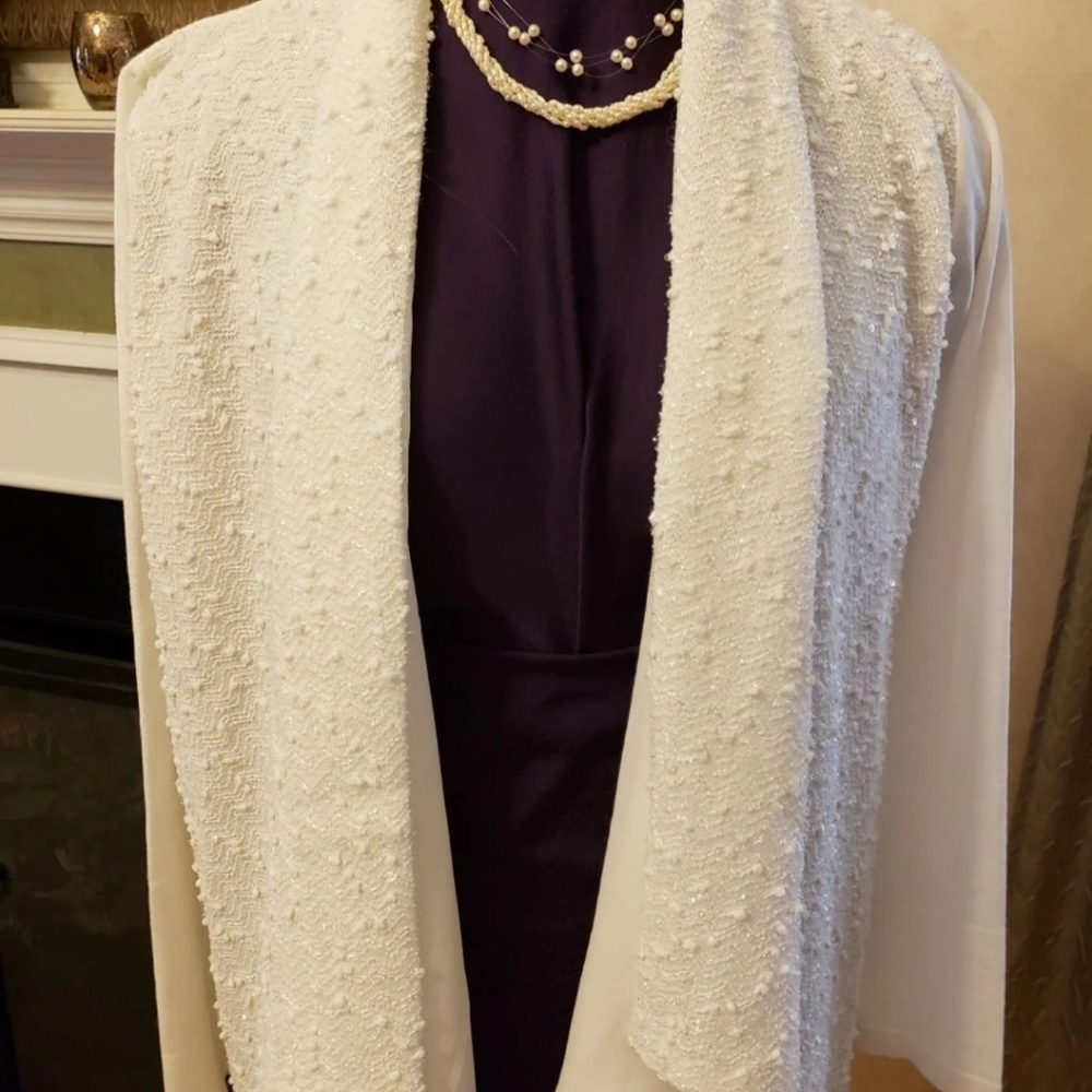 Jamie Gries ivory sequin cardigan size Large